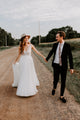 Exquisite Lace Wedding Dress Sexy V-Neck Modest Tulle Wedding Dress Gown CA2302|CathyProm