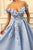 A Line Blue Off the Shoulder Tulle Lace Sweetheart 3D Flowers Prom Dresses,Formal Dress PW464