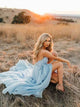 A Line Sky Blue Rustic Chiffon Deep V Neck Slit Summer Beach Wedding Dresses uk PH863