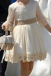A line Long Sleeve Lace Above Knee Bowknot Flower Girl Dresses OHR027 | Cathyprom