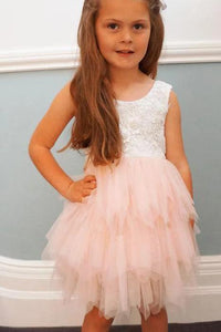 A-line Knee length Tulle Flower Girl Dress with Lace Party Dress OHR021 | Cathyprom
