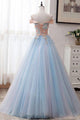 Ball Gown Off the Shoulder Tulle Sweetheart Prom Dresses With Appliques YZ211008