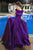 Ball Gown Purple Satin Open Back Long Cap Sleeves Scoop Neck Prom Dresses Evening Dress OHC483 | Cathyprom