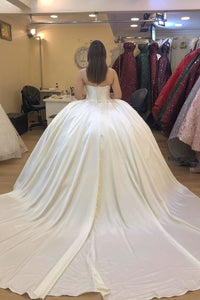 Ball Gown Wedding Dresses Long Satin Wedding Dress Custom Made Wedding Gown Bridal Gown OHD180 | Cathyprom
