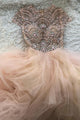 Beautiful A Line Scoop Neck Short Sleeves Beaded Long Tulle Prom Dresses OHC505 | Cathyprom
