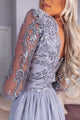 Beautiful A Line V Neck Beading Split Prom Dress Long Sleeves Evening Dresses OHC464 | Cathyprom