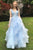 Beautiful Sweet A Line V Neck Sky Blue Ruffles Sleeveless Long Lace Prom Dress OHC408  | Cathyprom