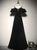 A-Line Black Off The Shoulder Velvet Long Prom Dress, Evening Dress CMS211128