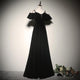A-Line Black Off The Shoulder Velvet Long Prom Dress, Evening Dress CMS211128