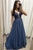 A-Line V-Neck Long Prom Dress With Beads, Evening Dress CMS211102