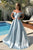 A-Line Stain Off-The-Shoulder Long Prom Dress, Evening Dress CMS211105