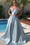 A-Line Stain Off-The-Shoulder Long Prom Dress, Evening Dress CMS211105