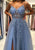 Blue V-Neck Tulle Long Prom Dress With Beads, Evening Dress YZ211072