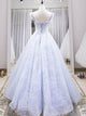 Blue Lace Floral Long Prom Dresses, Flower Long Formal Graduation Dresses LB1123
