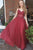 Burgundy A-line Tulle Lace Long Prom Dress, Evening Dress CMS211109