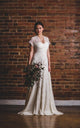 Romantic Lace Wedding Dress with Sleeves Sexy V-Neck Beach Wedding Gown CA041|CathyProm