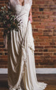 Romantic Lace Wedding Dress with Sleeves Sexy V-Neck Beach Wedding Gown CA041|CathyProm