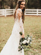 Chic Lace Appliques Mermaid Wedding Dress Long Sleeve Backless Bridal Gown CA042|CathyProm