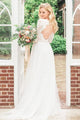 Lace Long Sleeve Bohemian Beach Wedding Dress Open Back Chiffon Bridal Gown CA044