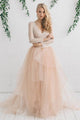 Lace Long Sleeve Champagne Wedding Dress Sexy V-Neck Rustic Wedding Dress Bridal Gown CA045|CathyProm