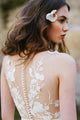 Illusion V-Neck A Line Wedding Dress Sexy See Though Back Bridal Gown CA046|CathyProm