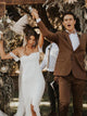 Cap Sleeve Sweetheart Lace Wedding Dress with Slit Bohemian Wedding Dress Mermaid CA061|CathyProm