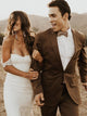 Cap Sleeve Sweetheart Lace Wedding Dress with Slit Bohemian Wedding Dress Mermaid CA061|CathyProm