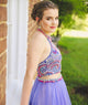 Fashion Halter Beaded Two Piece Homecoming Dress Short Prom Party Dress CA2102|CathyProm