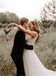 Exquisite Lace Wedding Dress Sexy V-Neck Modest Tulle Wedding Dress Gown CA2302|CathyProm