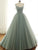 Ball Gown Spaghetti Straps Green Long Prom Dress Modest Tulle Formal Evening Dress CAP51234