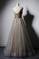 Sexy V neck Spaghetti Straps Long Prom Dress Aline Prom Evening Dress CAP51238|CathyProm