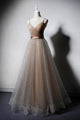 Sexy V neck Spaghetti Straps Long Prom Dress Aline Prom Evening Dress CAP51238|CathyProm