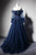 Off the Shoulder Long Sleeve Navy Prom Dress A Line Long Prom Evening Dress CAP51239