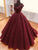 Ball Gown Cap Sleeve Sexy V Neck Burgundy Prom Dress Long Sparkly Prom Evening Dress CAP51240|CathyProm