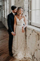 Luxury Lace Wedding Dress Sexy Spaghetti Straps Rustic Wedding Dress Open Back CP024|VathyProm