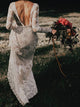 Exquisite Lace Wedding Dress Long Sleeve Open Back Rustic Wedding Dress Bridal Gown CP027|CathyProm