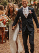 Sexy Spaghetti Straps Sheath Wedding Dress with Slit Romantic Lace Beach Wedding Dress CP028|CathyProm