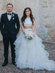Two Piece Simple Wedding Dress Ruffle Modest Tulle Rustic Wedding Dress Bridal Gown CP029|CathyProm