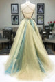 Two Piece Halter Beaded Prom Dress A Line Unique Tulle Prom Evening Dress CTB1612|CathyProm