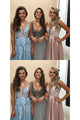 Charming A Line Spring V Neck Sleeveless Long Tulle Prom Dress Long Evening Dress OHC473 | Cathyprom