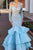 Charming Sky Blue Lace Long Sleeve Mermaid Open Back Formal Prom Dress Evening Dress OHC410 | Cathyprom