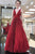 Cheap A Line Burgundy Sequins Prom Dress Long V Neck Sleeveless Prom Dress OHC451 | Cathyprom