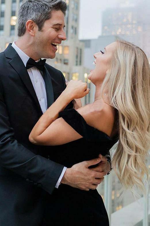black prom dress and tux Black Prom Suit with Blue Shawl Lapel