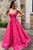 Custom A Line V Neck Sweep Train Long Satin Prom Dresses Evening Dresses OHC502 | Cathyprom