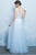 Cute A Line Scoop Neck Long Blue Chiffon Tulle Prom Dress Party Dresses OHC494 | Cathyprom