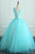 Cute A Line V Neck Blue Tulle 3D Flower Long Sweet Prom Dresses OHC488 | Cathyprom