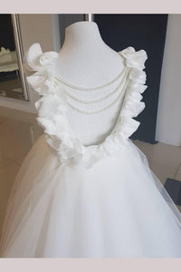Cute  Tulle Backless Flower Girl Dresses  Pearl Lace Baby Dresses OHR014 | Cathyprom