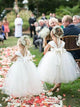  Cute Sleeveless Ivory Ankle Length Tulle Bowknot Flower Girl Dresses OHR010 | Cathyprom