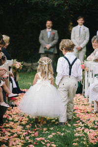  Cute Sleeveless Ivory Ankle Length Tulle Bowknot Flower Girl Dresses OHR010 | Cathyprom