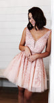 A Line Lace Appliques Sashes Beaded Homecoming Dresses Tulle Short Prom Party Gown DKL1120|CathyProm